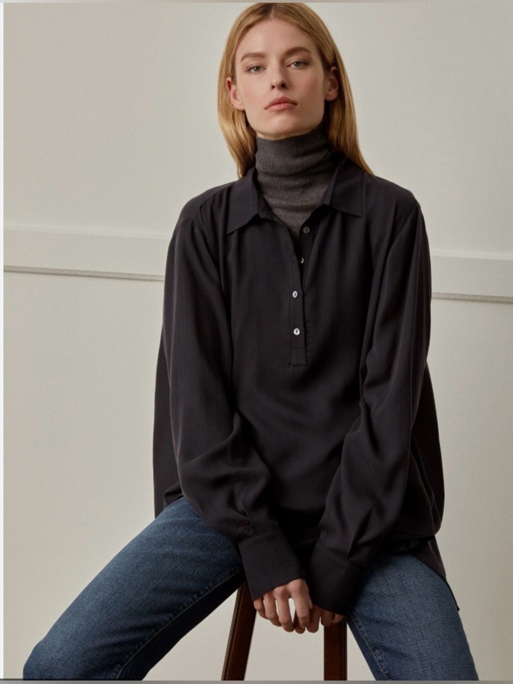 NWT Harshman Barbera Cotton Sateen
Blouse Top Black Size 1X Blouson Sleeve - Picture 2 of 15